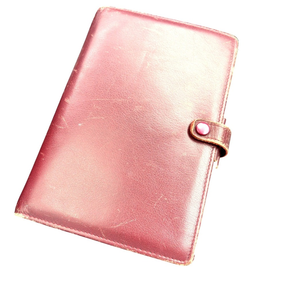 VTG Filofax Personal Organizer Planner Burgundy Leather 6 Ring Incerts Academia
